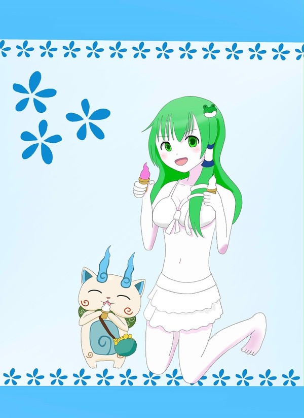 東風谷早苗＆コマさん　水着ver