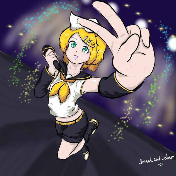 ステージの上に立つリンちゃん