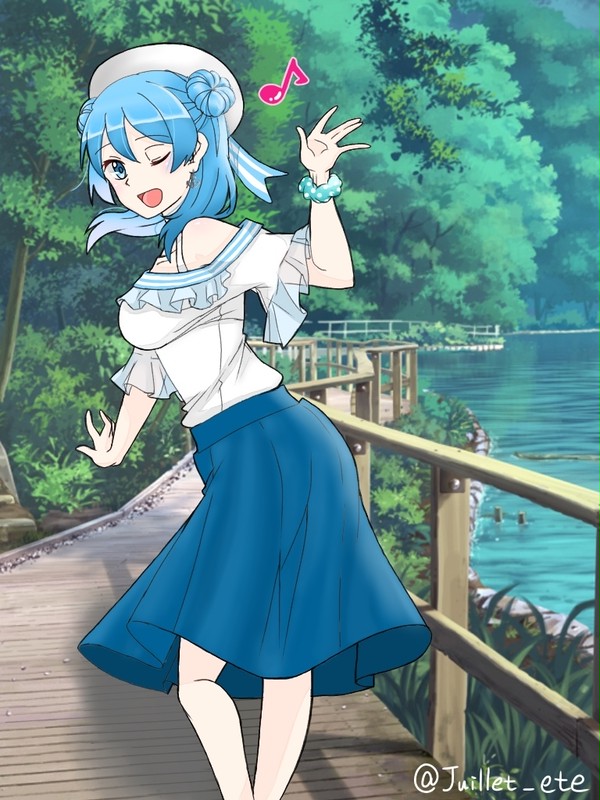 浦風と私服公園デートな絵(のつもり)