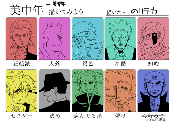 【pkmn】美中年(+美青年)描いてみた【悪ボス】