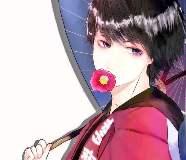 番傘と椿