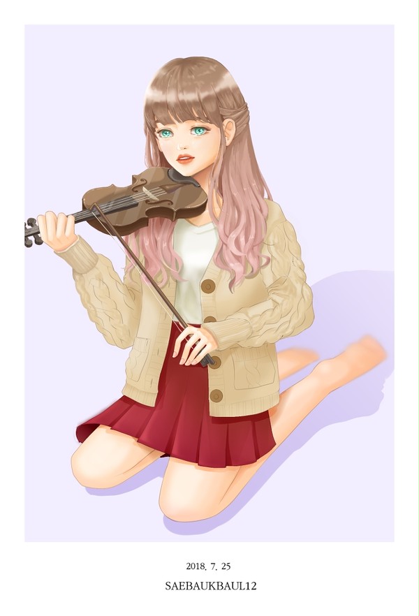 여자 바이올린 일러스트 A Girl with Violin