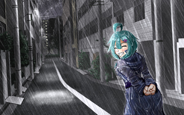 夜道と雨と