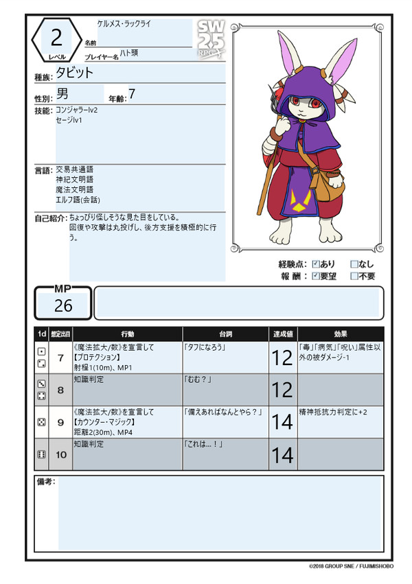 【SW2.5】ケルメス・ラックライ【フェロー】