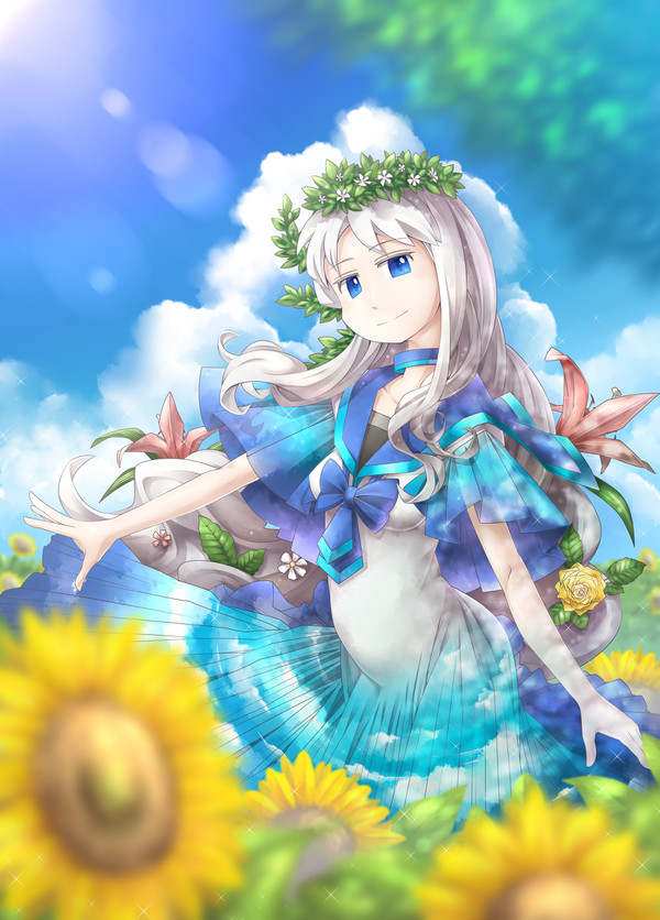 空と花と飛行機と