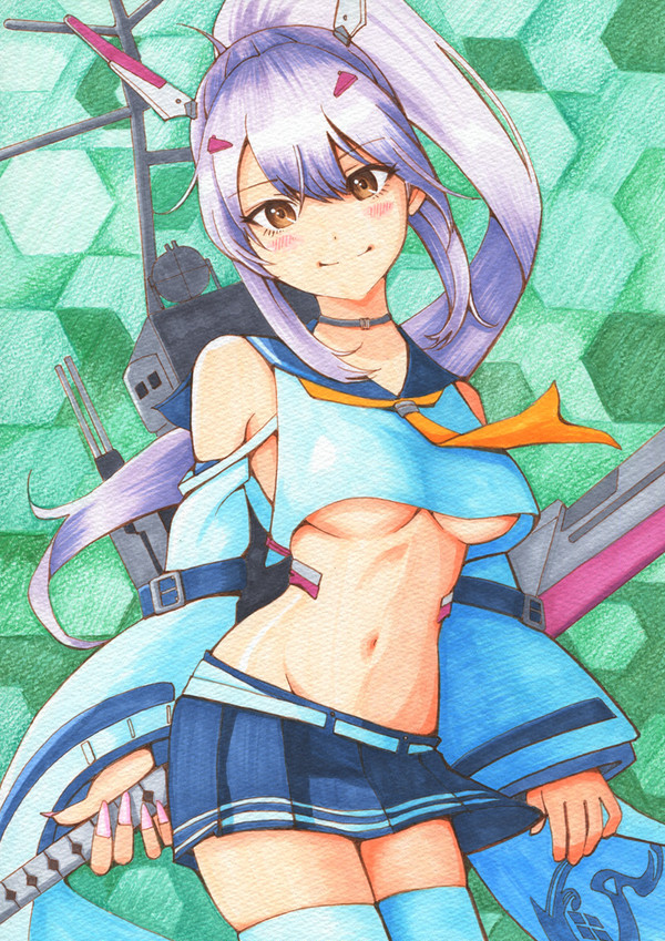 手描きイラスト★アズールレーン★綾波（A4サイズ）