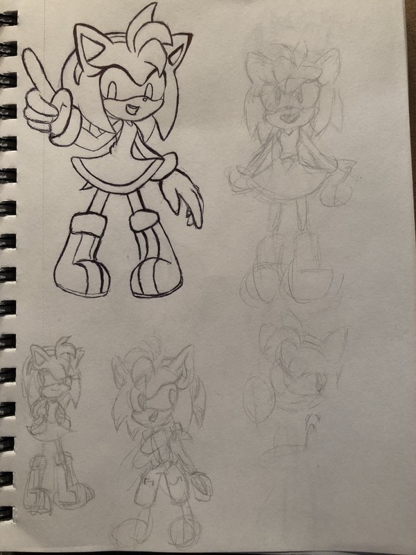 Amy Rose line art and sketches