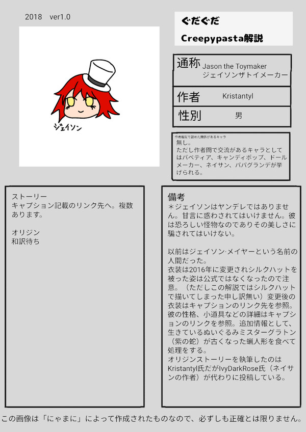 ぐだぐだCreepypasta解説【ジェイソンザトイメーカー】