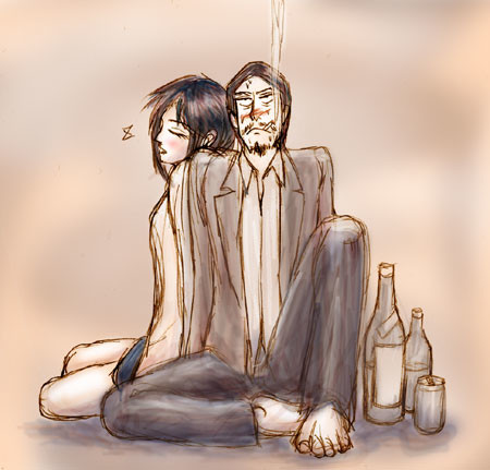 もたれ掛かられる。