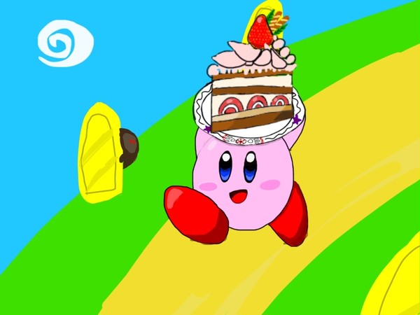 ケーキを持つカービィと…？