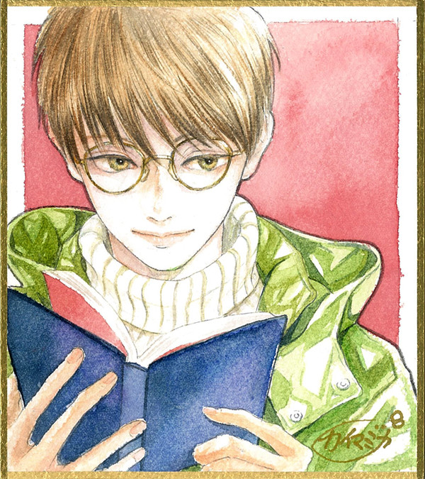 フード男子くん読書の秋