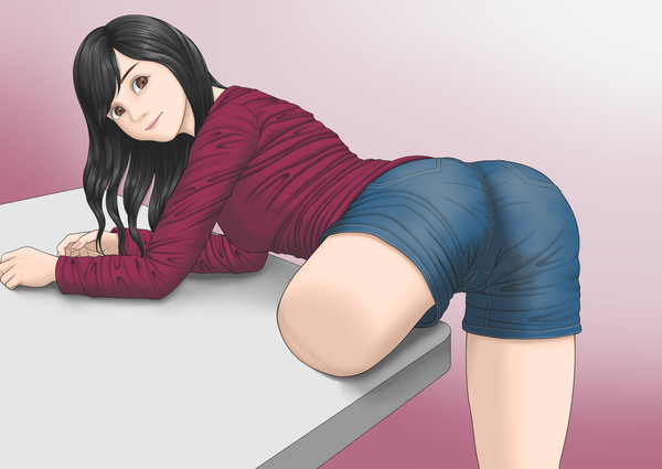 机の上の左脚