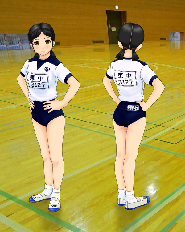 母校の中学校　女子体操服・改　（顔と髪練習）