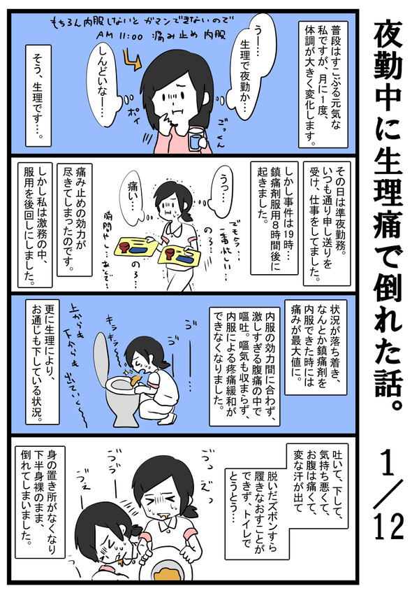 夜勤中に生理痛で倒れた話。