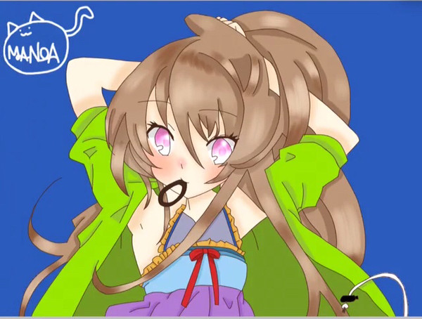 ポニテの女の子色塗り