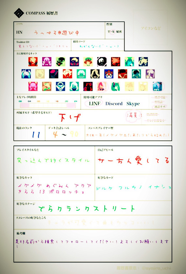 下げ進行民のコンパス履歴書！