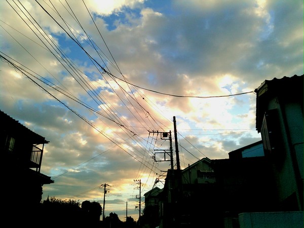 温かめの電信柱(画像)夕方