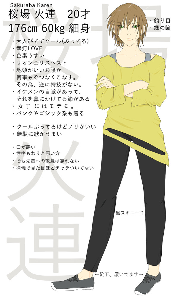 オリジナルキャラ設定画  桜場火連