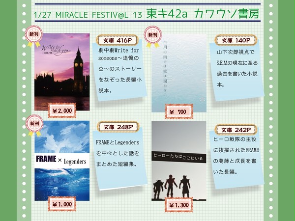 MIRACLE FESTIV@L 13お品書き
