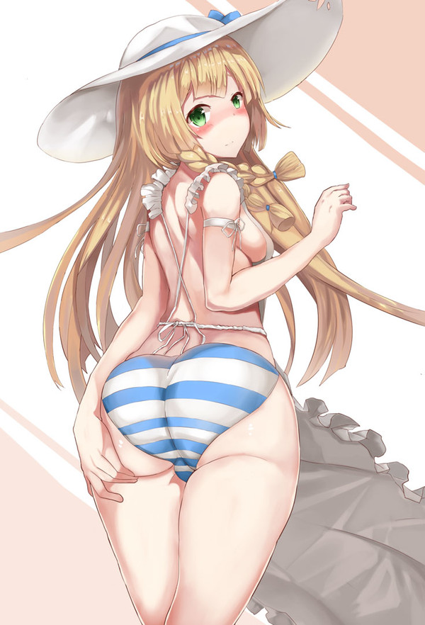 エプロン+縞パン姿