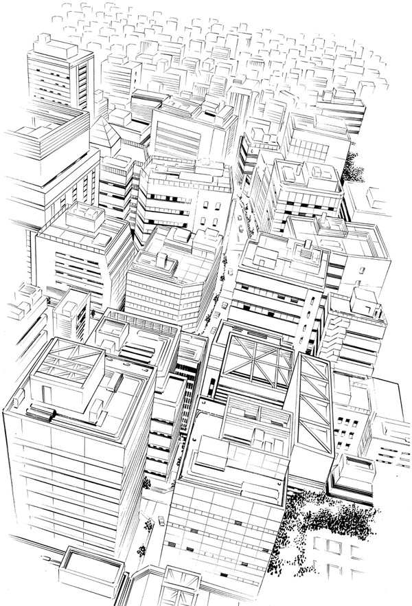 漫画背景フリー素材 街角編2