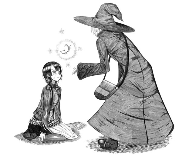 泣くエスと手を差し伸べる旅人