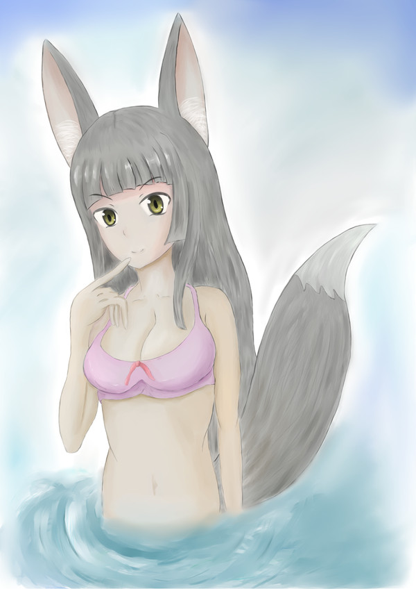 狐の水遊び