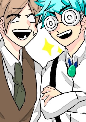 新メンバーと教授(衝動的に描いたので指クオリティー)