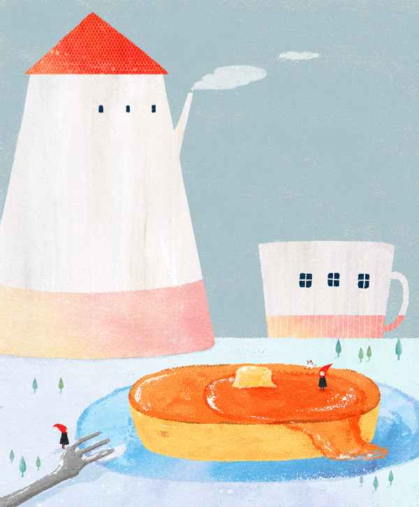 ポットとカップとパンケーキ