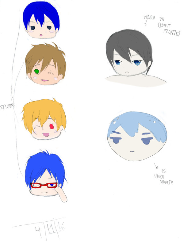 Free! chibi sketchs &  MakoHaru