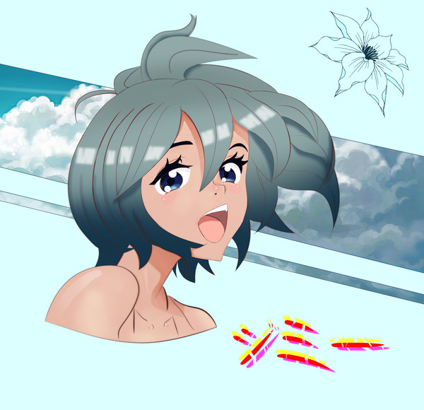 Blue haired girl