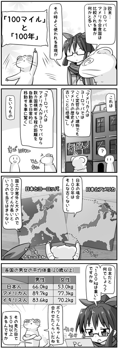 １００マイルと１００年（柊りんの四コマ劇場１）