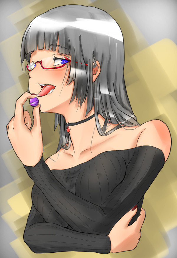 お姉さんがアメを食べるだけ
