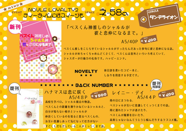 5/3 SCC28　超NL お品書き【ベスシャル】