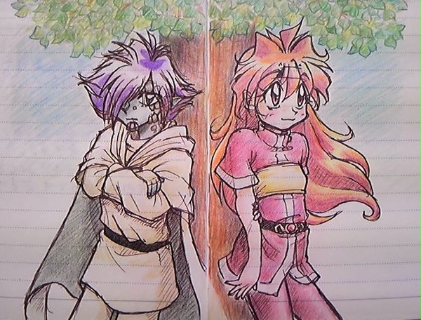 木陰のゼルとリナ