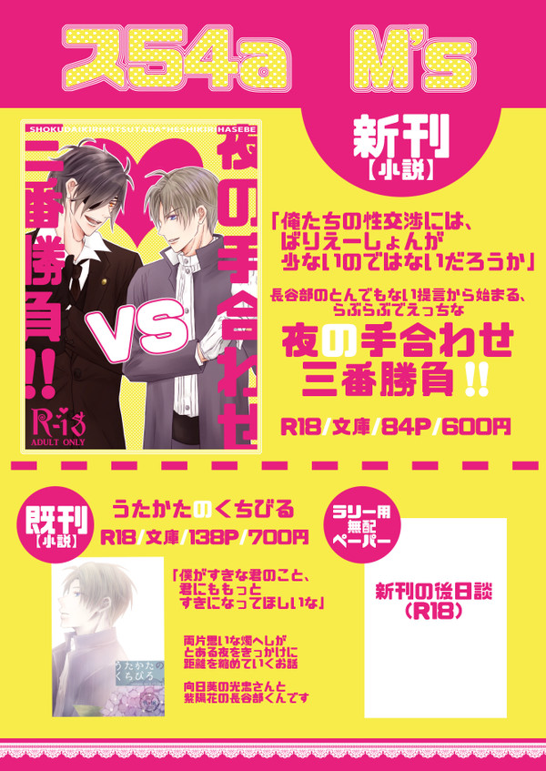 【蜜藤9】お品書きと小説段組