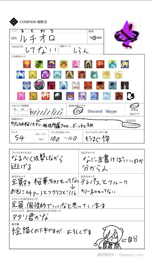 自己紹介だけ文字汚いけど