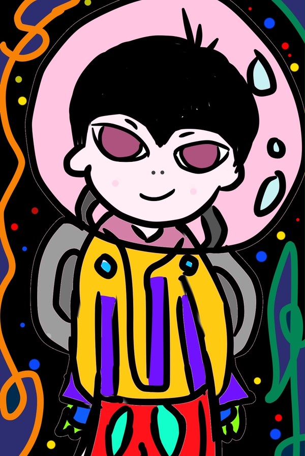 宇宙空間をただよう少年