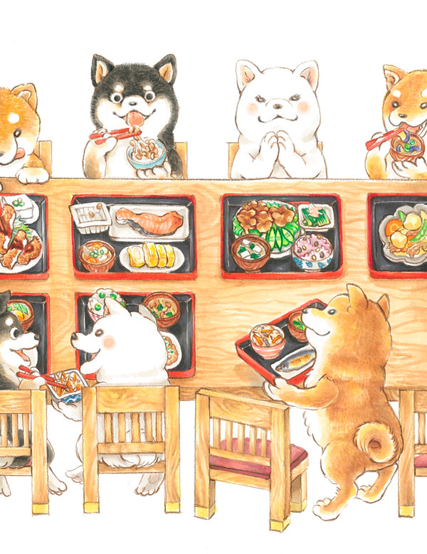 柴犬でいっぱいの定食屋さん