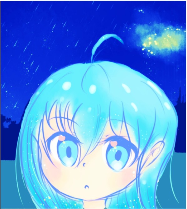 月下的少女(草稿上色)