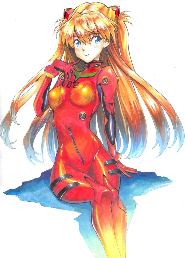 アスカ・ラングレー　アナログ水彩画　