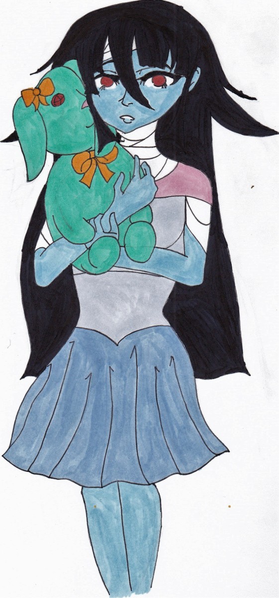 Tae and stuffed zombie-bunny