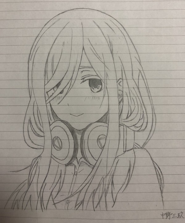 中野三玖模写