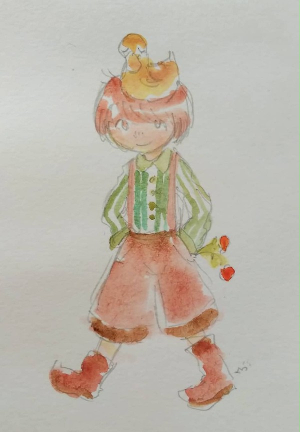 吊りズボンの男の子