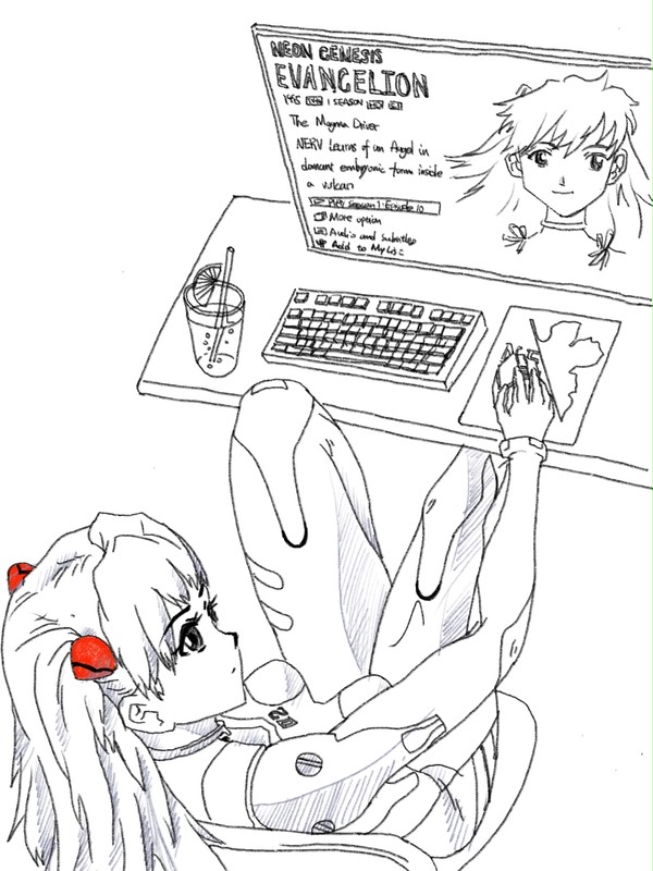 Asuka watching Netflix