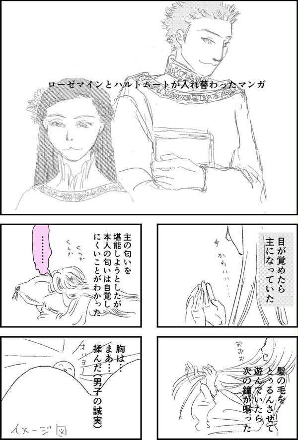 ハルトムートとローゼマインが入れ替わっちゃうマンガとおまけ