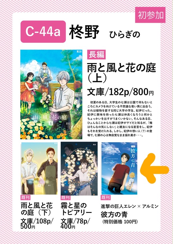 夏コミ２日目(8/10)おしながき（小説）