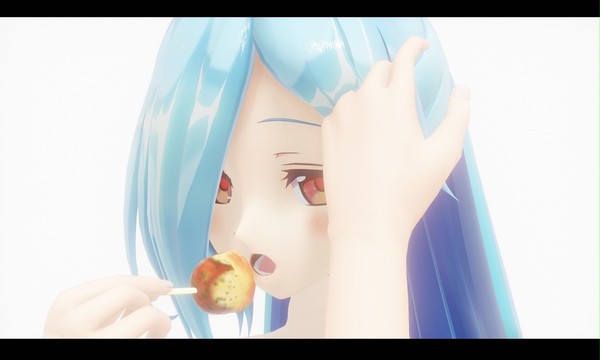 たこ焼きを食べるときに髪をかき分けるヤマトイオリ