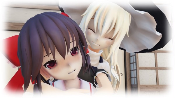 金髪の子とイチャつく巫女