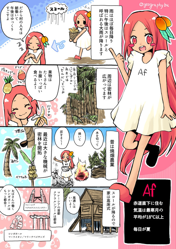 ケッペンちゃん① Af（熱帯雨林気候）ちゃん